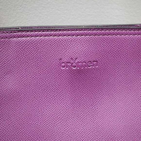 BROMEN Purse Large Bucket Bag Hobo Vegan Leather Handbag Purple Colored Strap - Picture 3 of 16